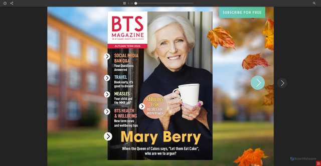 Security scan screenshot of https://live.editiondigital.com/e/267qdgcng/bts-autumn-term-issue-2026