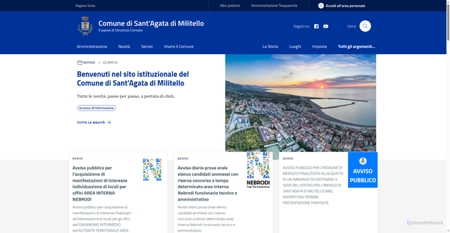 Security scan screenshot of https://www.comune.santagatadimilitello.me.it/
