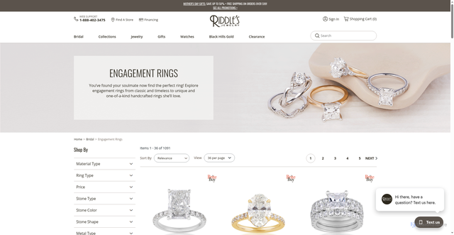 Security scan screenshot of https://www.riddlesjewelry.com/bridal/engagement-rings.html?srsltid=AfmBOoqWi9PxnIiX_lJwleTB2VA1rghuucyzSNXVM3ml6xjmmG1vj1HW