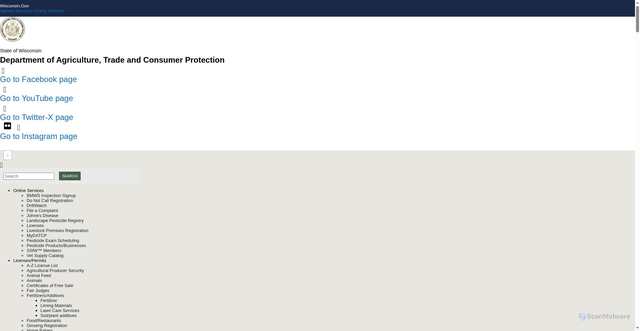 Security scan screenshot of https://datcp.wi.gov/Pages/Programs_Services/AvianInfluenzaCattle.aspx