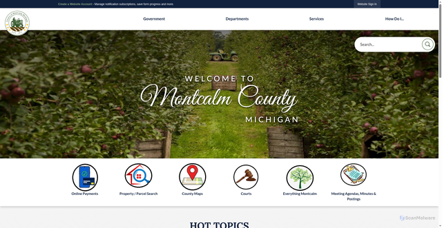 Security scan screenshot of https://montcalmcountymi.gov/