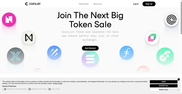 Security scan screenshot of https://coinlist.co/