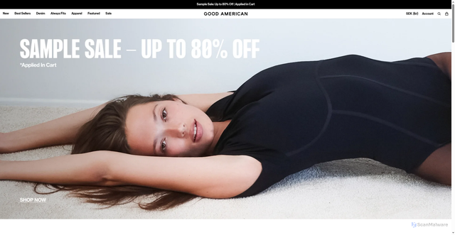 Security scan screenshot of https://www.goodamerican.com