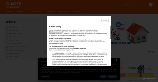 Security scan screenshot of https://www.acerravenna.it