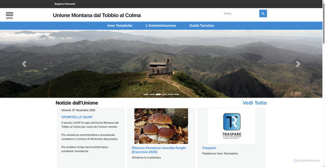 Security scan screenshot of https://www.unionedaltobbioalcolma.al.it/