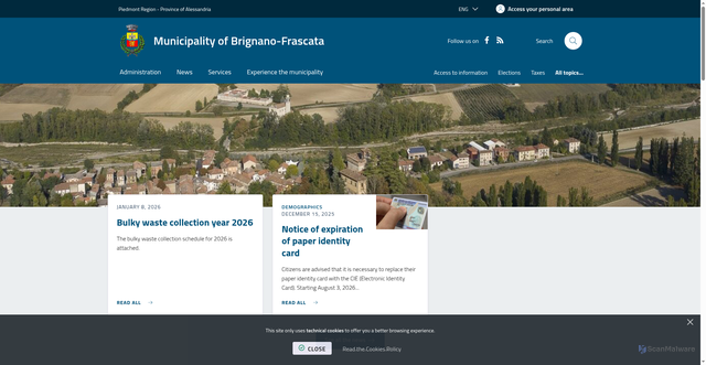 Security scan screenshot of https://www.comune.brignanofrascata.al.it/it-it/home