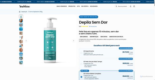 Security scan screenshot of https://youshinedepilador.shop/