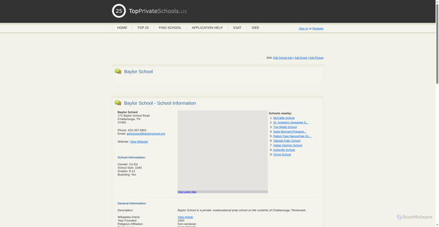 Security scan screenshot of https://topprivateschools.us/school.asp?school_id=2606