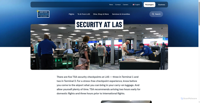Security scan screenshot of https://www.harryreidairport.com/security-at-las