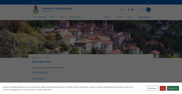 Security scan screenshot of https://comune.valbrevenna.ge.it/