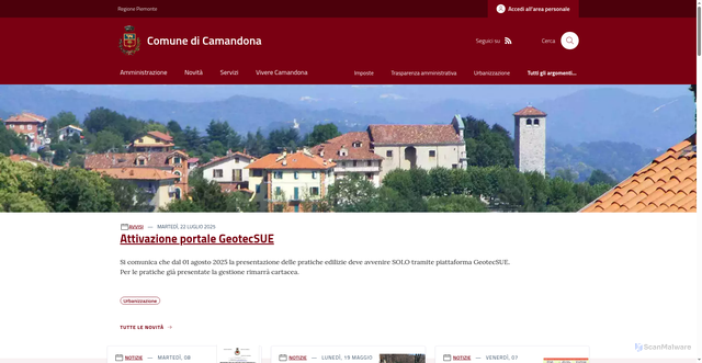 Security scan screenshot of https://www.comune.camandona.bi.it/
