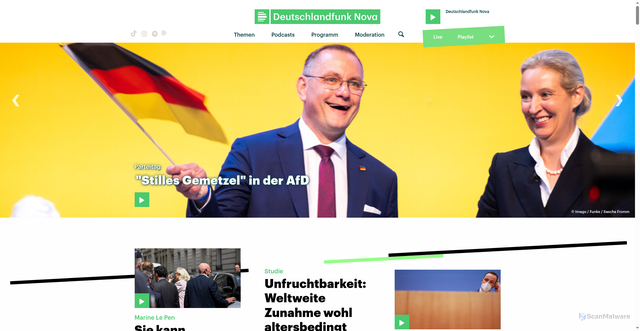 Security scan screenshot of deutschlandfunknova.de