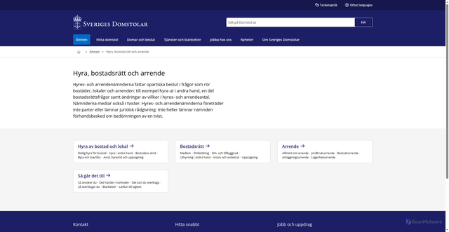 Security scan screenshot of https://www.domstol.se/amnen/hyra-bostadsratt-och-arrende/