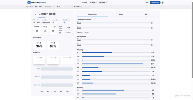 Security scan screenshot of https://logic.nextgenprospect.com/player/ckm0tnu2m04ag04yx5si03etd