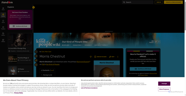 Security scan screenshot of https://ourkindofpeople.fandom.com/wiki/Morris_Chestnut
