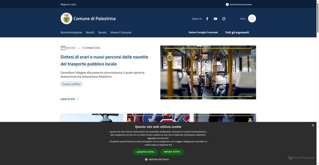 Security scan screenshot of https://www.comune.palestrina.rm.it/it