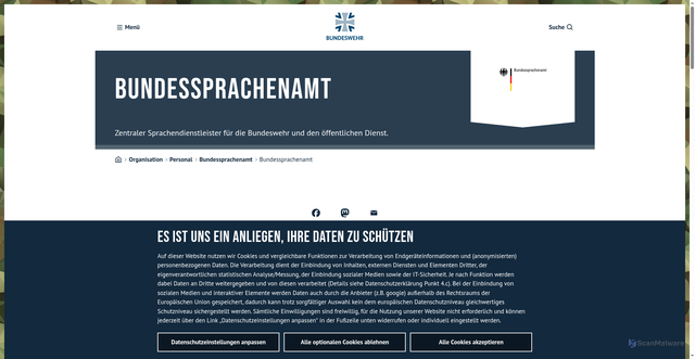 Security scan screenshot of https://www.bundeswehr.de/de/organisation/personal/das-bundessprachenamt/bundessprachenamt