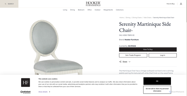 Security scan screenshot of https://hookerfurnishings.com/serenity-martinique-side-chair-6350-75810-02