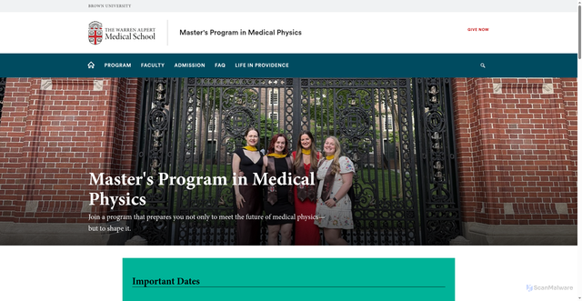 Security scan screenshot of https://medicalphysics.med.brown.edu/