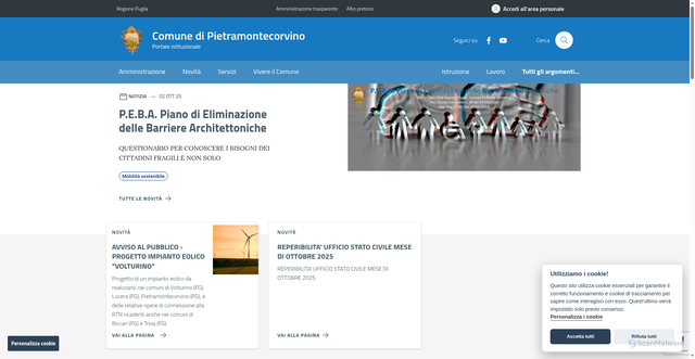 Security scan screenshot of https://www.comune.pietramontecorvino.fg.it/