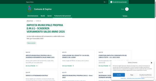 Security scan screenshot of https://www.comune.sepino.cb.it/