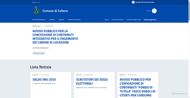 Security scan screenshot of https://www.comune.celleno.vt.it/
