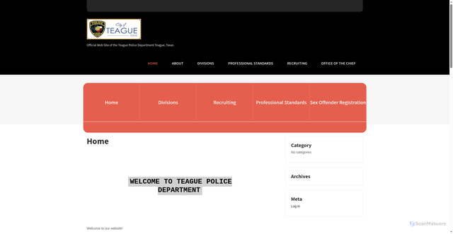 Security scan screenshot of https://teaguepdtx.gov/