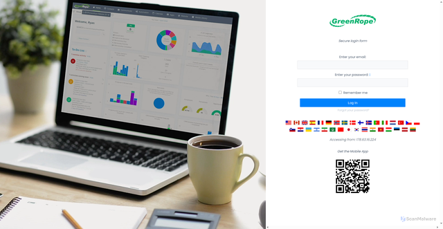 Security scan screenshot of https://app.greenrope.com