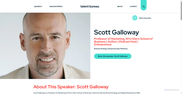 Security scan screenshot of https://talentbureau.com/speaker/scott-galloway/