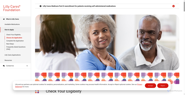 Security scan screenshot of https://www.lillycares.com/how-to-apply