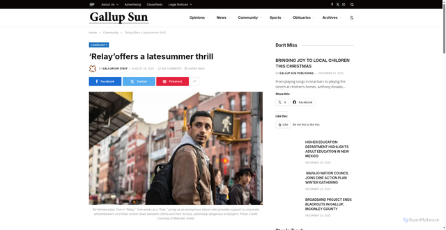 Security scan screenshot of https://gallupsunweekly.com/2025/08/28/relayoffers-a-latesummer-thrill/