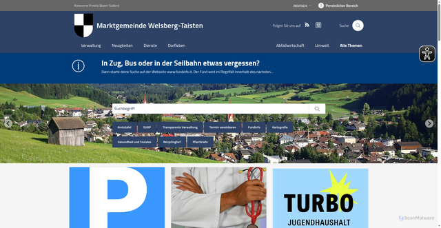 Security scan screenshot of https://www.comune.monguelfo-tesido.bz.it