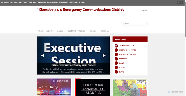 Security scan screenshot of https://www.klamath911.gov/