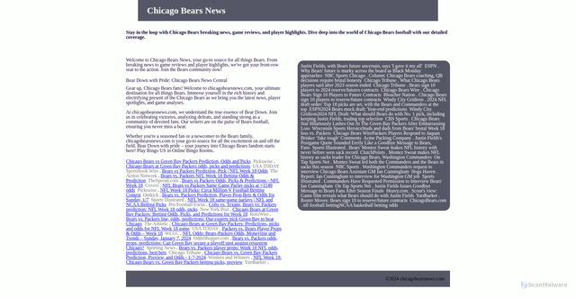 Security scan screenshot of https://www.chicagobearsnews.com/