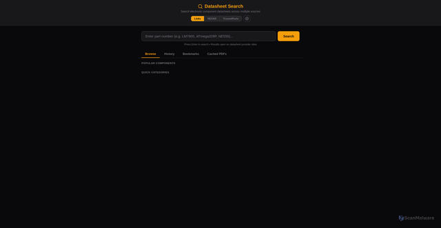 Security scan screenshot of http://datasheet-search-app.pages.dev/