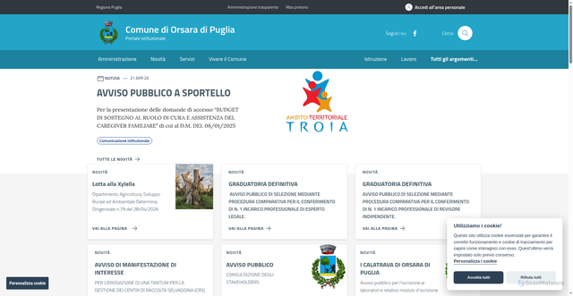 Security scan screenshot of https://www.comune.orsaradipuglia.fg.it