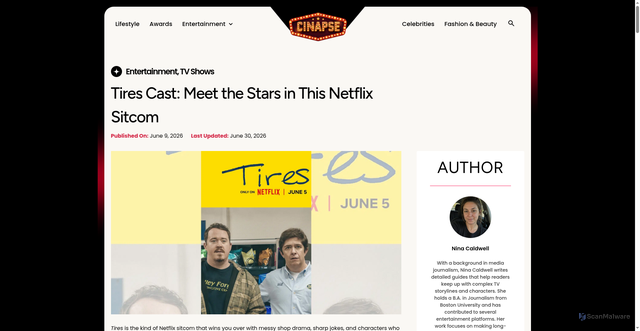 Security scan screenshot of https://cinapse.co/tires-show-cast/