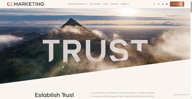 Security scan screenshot of https://ci-marketing-debut.pages.dev/establish-trust-with-corporate-imagery-and-content.html