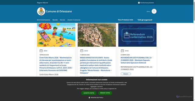 Security scan screenshot of https://www.comune.ortezzano.fm.it