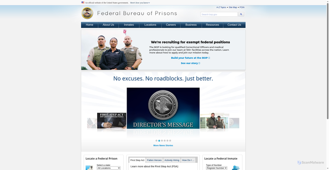 Security scan screenshot of https://www.bop.gov/