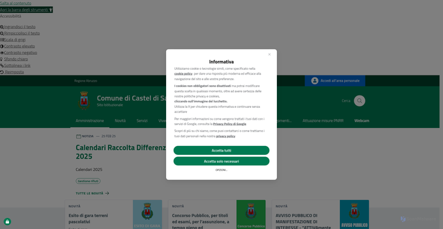 Security scan screenshot of https://www.comune.casteldisangro.aq.it/