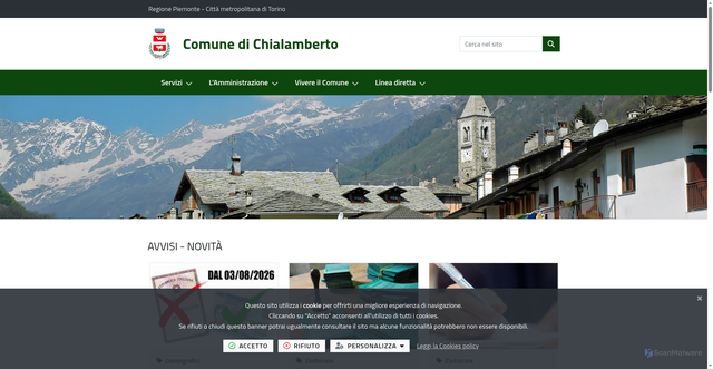Security scan screenshot of https://www.comune.chialamberto.to.it/it-it/home