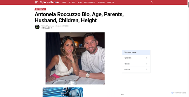 Security scan screenshot of https://www.mynewsgh.com/antonela-roccuzzo-bio-age-parents-husband-children-height/