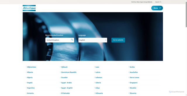 Security scan screenshot of https://www.atlascopco.com