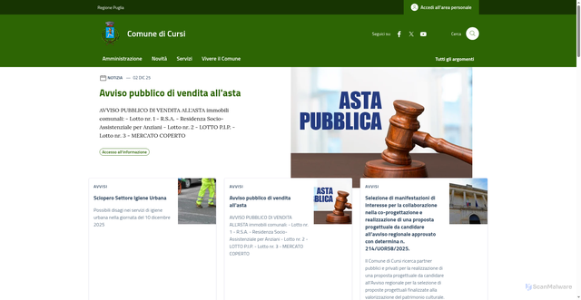Security scan screenshot of https://comune.cursi.le.it/