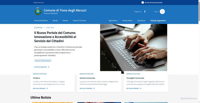 Security scan screenshot of https://www.comune.tionedegliabruzzi.aq.it