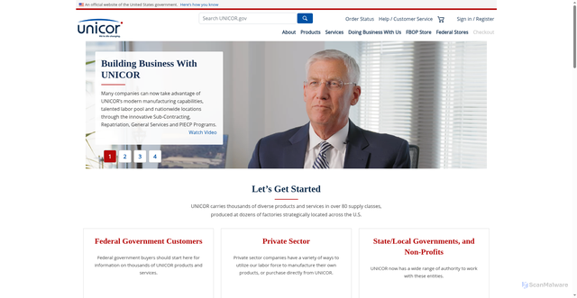 Security scan screenshot of https://unicor.gov/