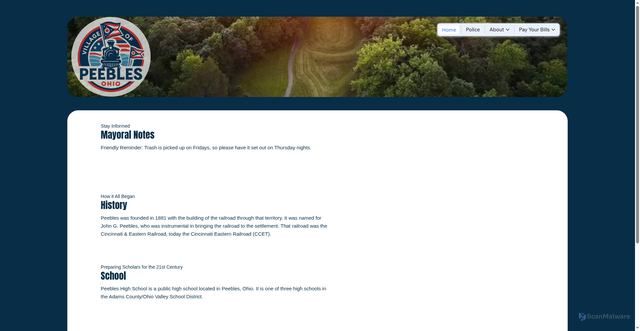 Security scan screenshot of https://www.peeblesoh.gov/
