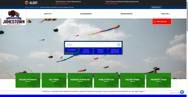 Security scan screenshot of https://jamestownnd.gov/