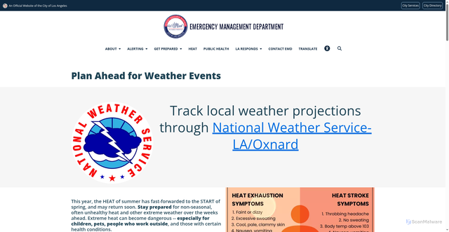 Security scan screenshot of https://emergency.lacity.gov/heat